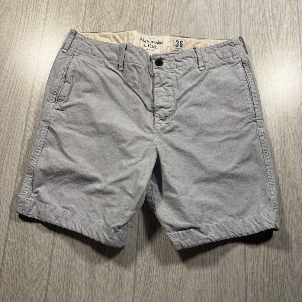 Abercrombie Fitch Button Fly Chino Shorts Men’s 36 x 8 Micro Plaid Check Preppy